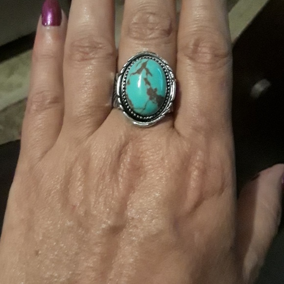 NEW Women's Silver Plated Turqouise Ring - Picture 3 of 3